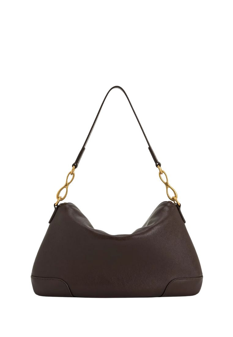 Jayla Metal Pendant Embellished Shoulder Bag - Dark Brown