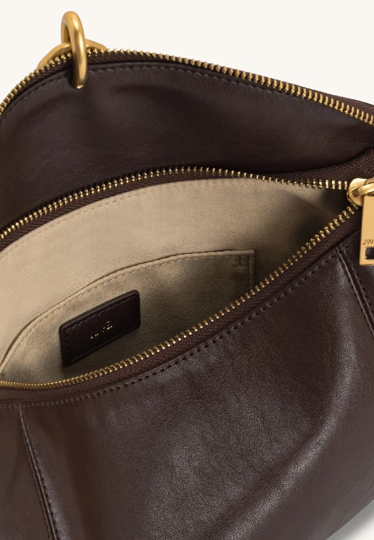 Jayla Metal Pendant Embellished Shoulder Bag - Dark Brown