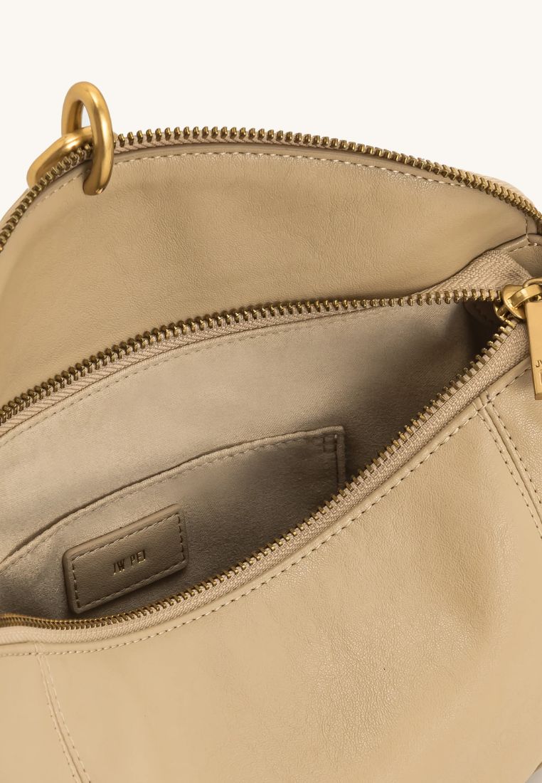 Jayla Metal Pendant Embellished Shoulder Bag - Khaki