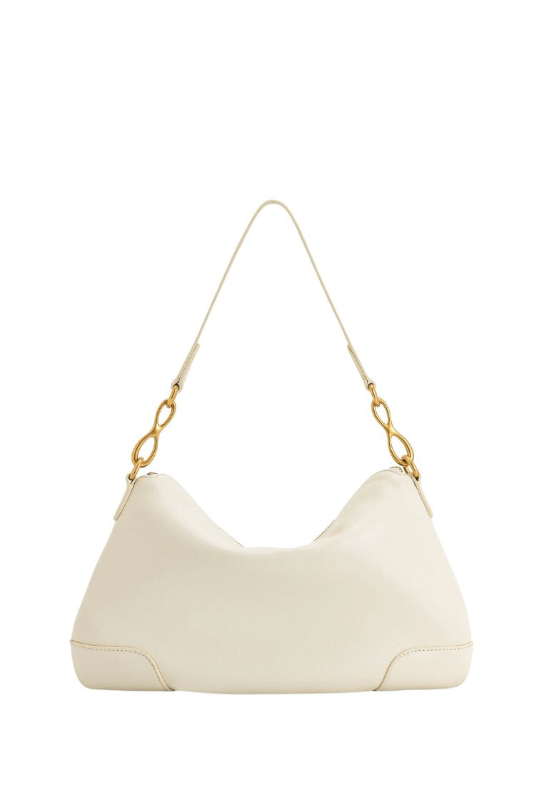 Jayla Metal Pendant Embellished Shoulder Bag - White