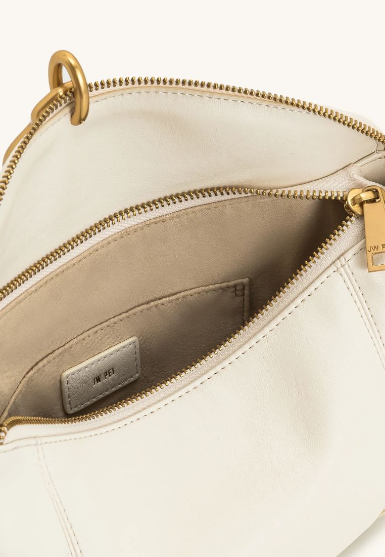Jayla Metal Pendant Embellished Shoulder Bag - White