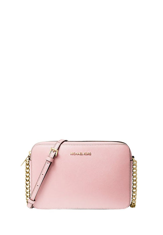Jet Set Large Saffiano Leather Crossbody Bag Powder Blush