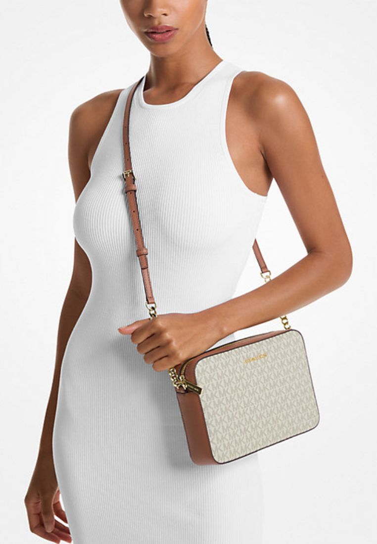 Jet Set Large Printed Logo Crossbody Bag Vanilla