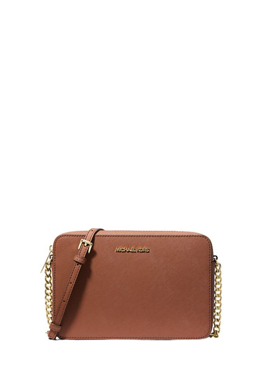 Jet Set Large Saffiano Leather Crossbody Bag Luggage