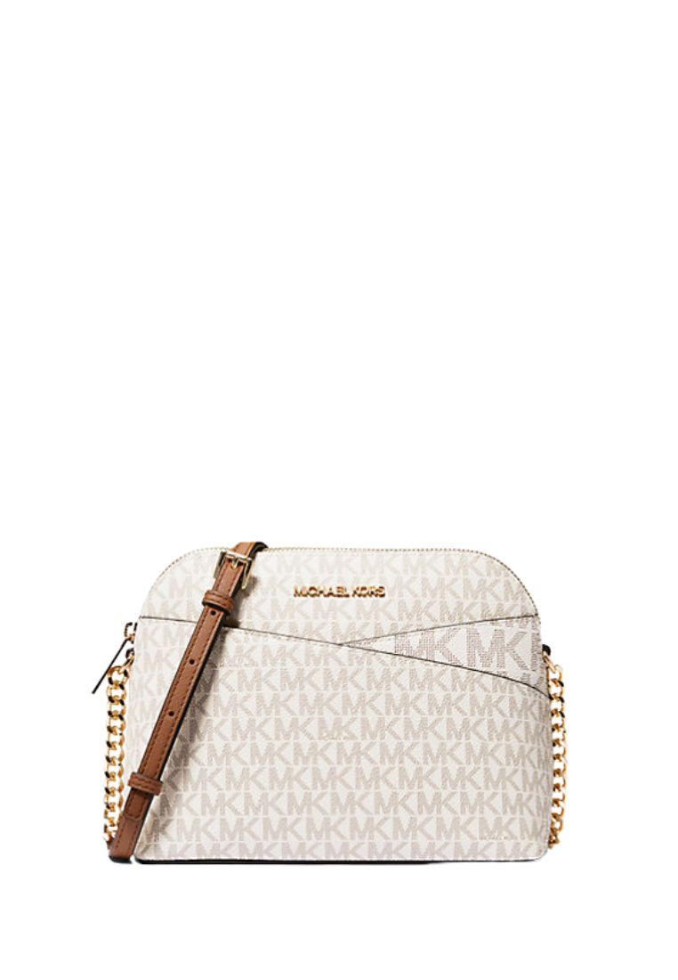 Jet Set Travel Medium Logo Dome Crossbody Bag Vanilla