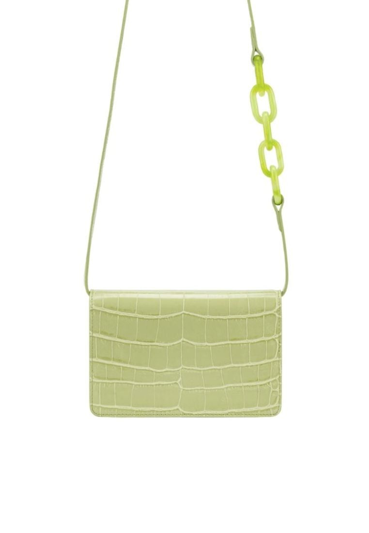 Julia Acrylic Chain Crossbody Bag - Sage Green Croc