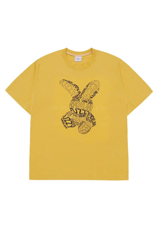 LETTERING RABBIT Short Sleeve T-Shirt Mustard