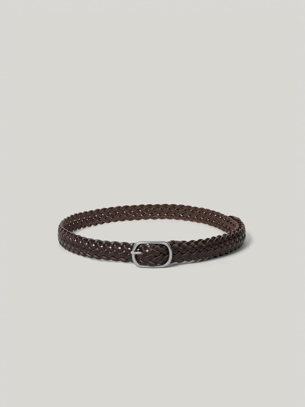 LIEN WOVEN LEATHER BELT organ brown