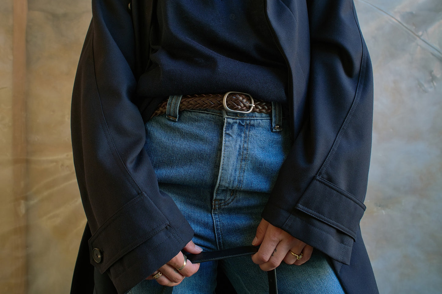 LIEN WOVEN LEATHER BELT organ brown
