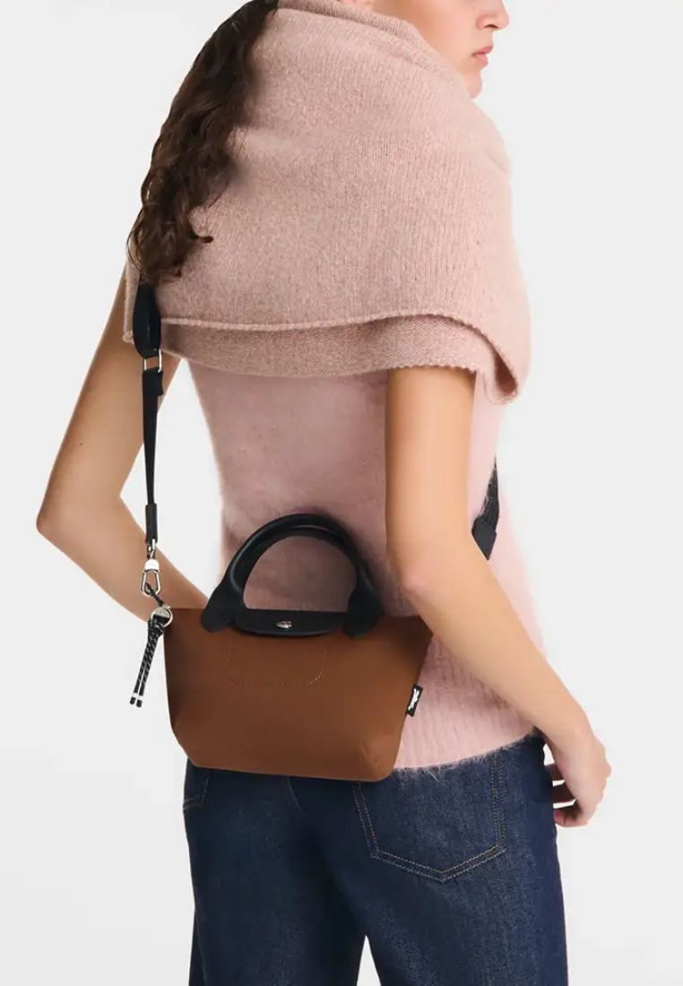 Le Pliage Energy Extra Small Top Handle Bag Chocolate with Detachable Strap
