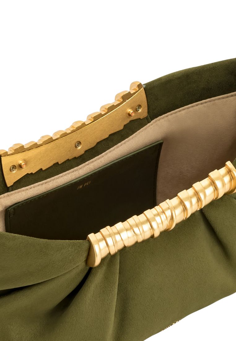 Leia Pleated Clutch - Dark Olive
