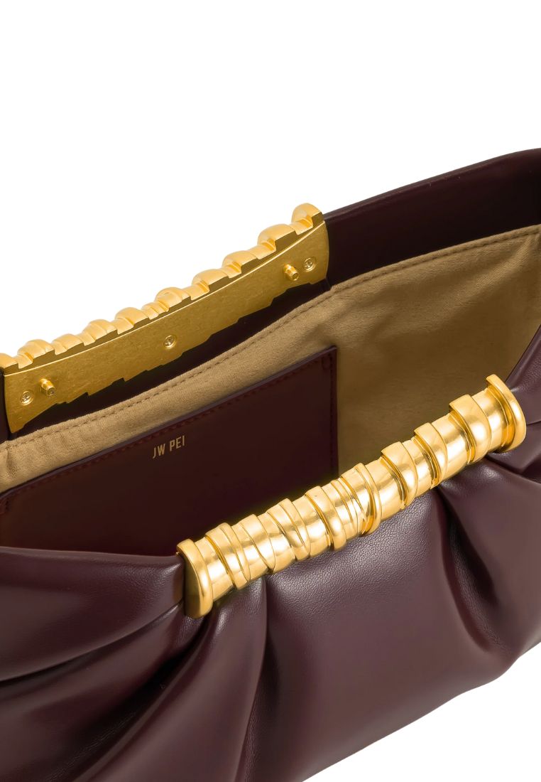 Leia Pleated Clutch - Deep Burgundy