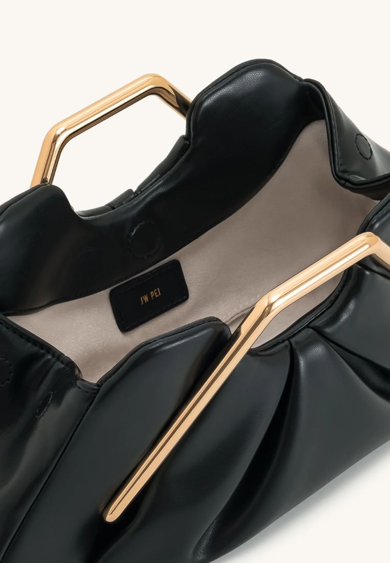 Lila Metal Frame Clutch - Black