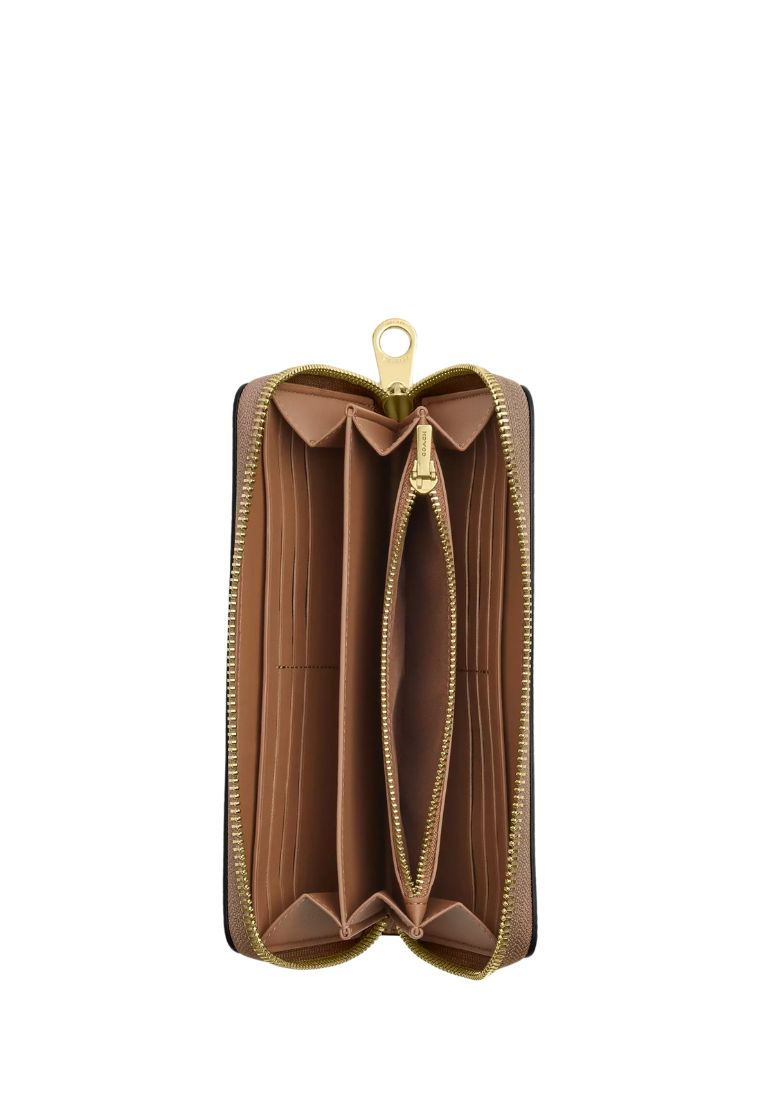Long Zip Around Wallet In Signature Canvas Gold Tan Brown
