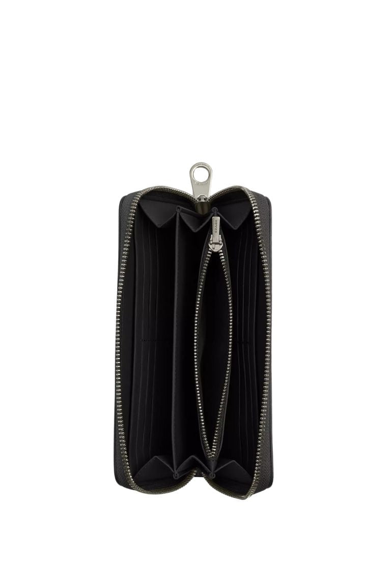 Long Zip Around Wallet In Signature Canvas Gunmetal Charcoal Black