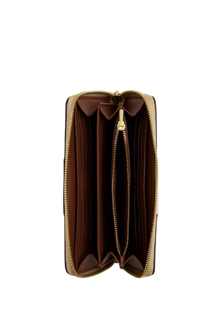 Long Zip Around Wallet In Signature Canvas With Stripe Chalk Lt Saddle