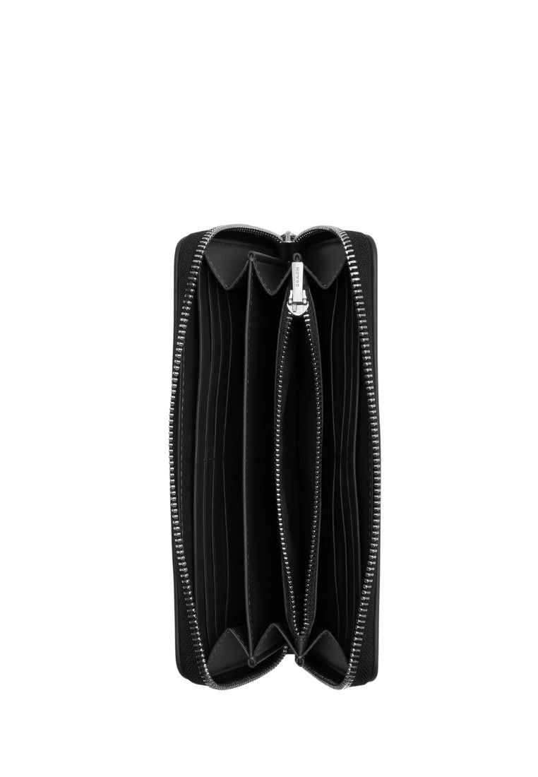 Long Zip Around Wallet In Signature Jacquard Silver Black