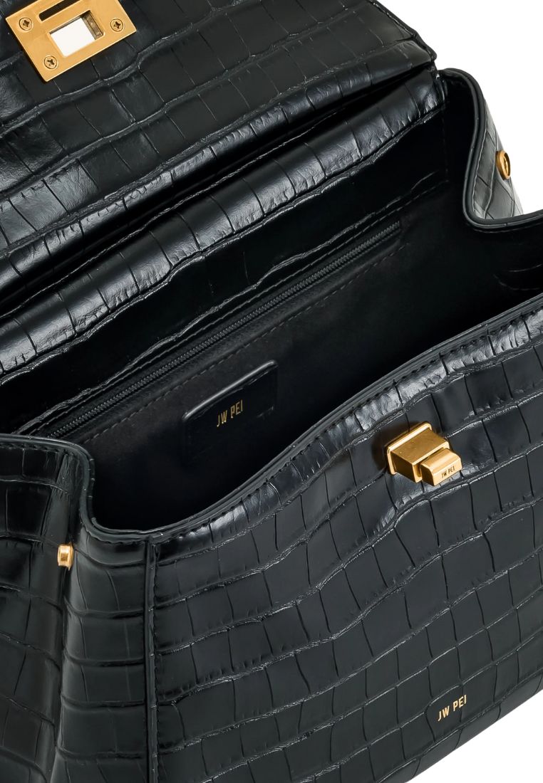 Lucia Classic Top Handbag - Black Croc