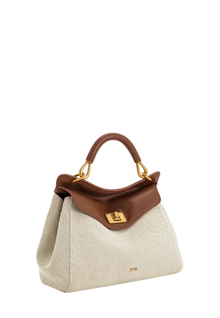 Lucia Classic Top Handbag - Brown Canvas