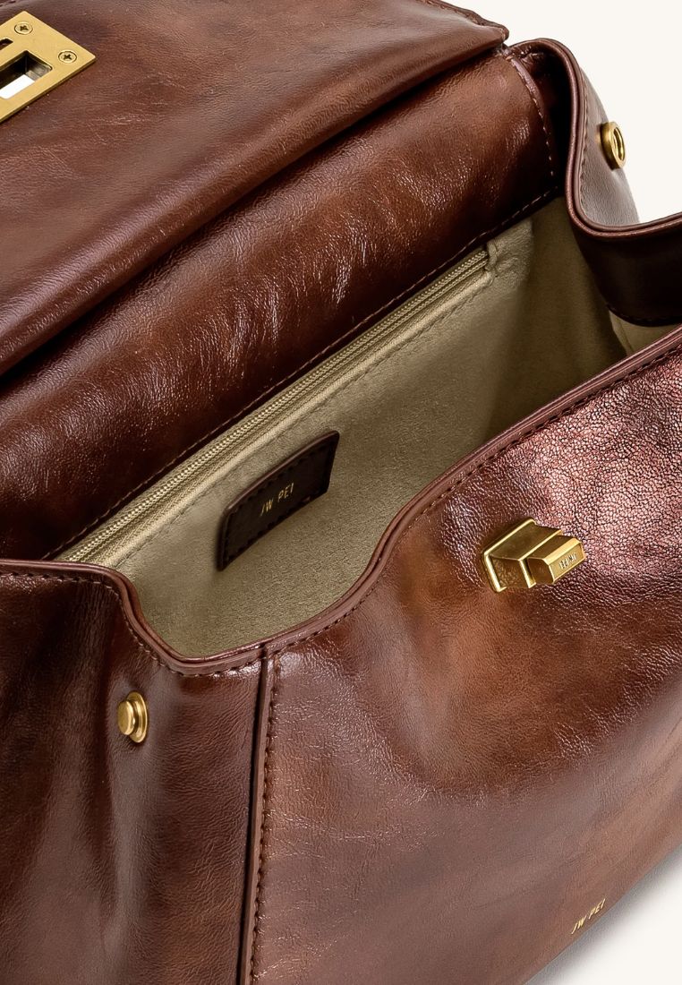 Lucia Classic Top Handle Bag - Coffee Brown