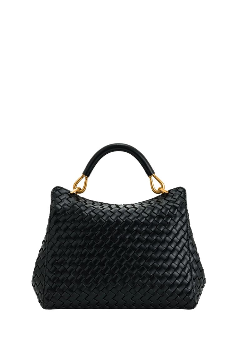 Lucia Classic Top Handle Woven Bag - Black
