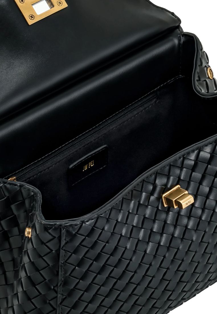 Lucia Classic Top Handle Woven Bag - Black