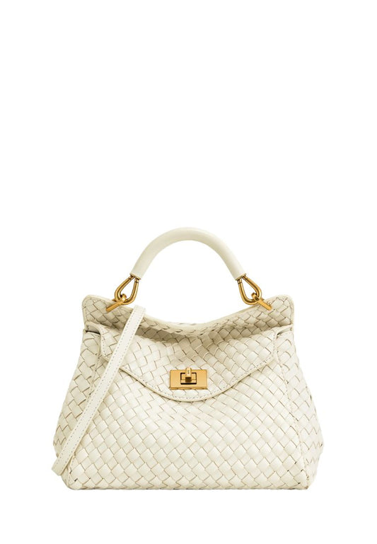 Lucia Classic Top Handle Woven Bag - White