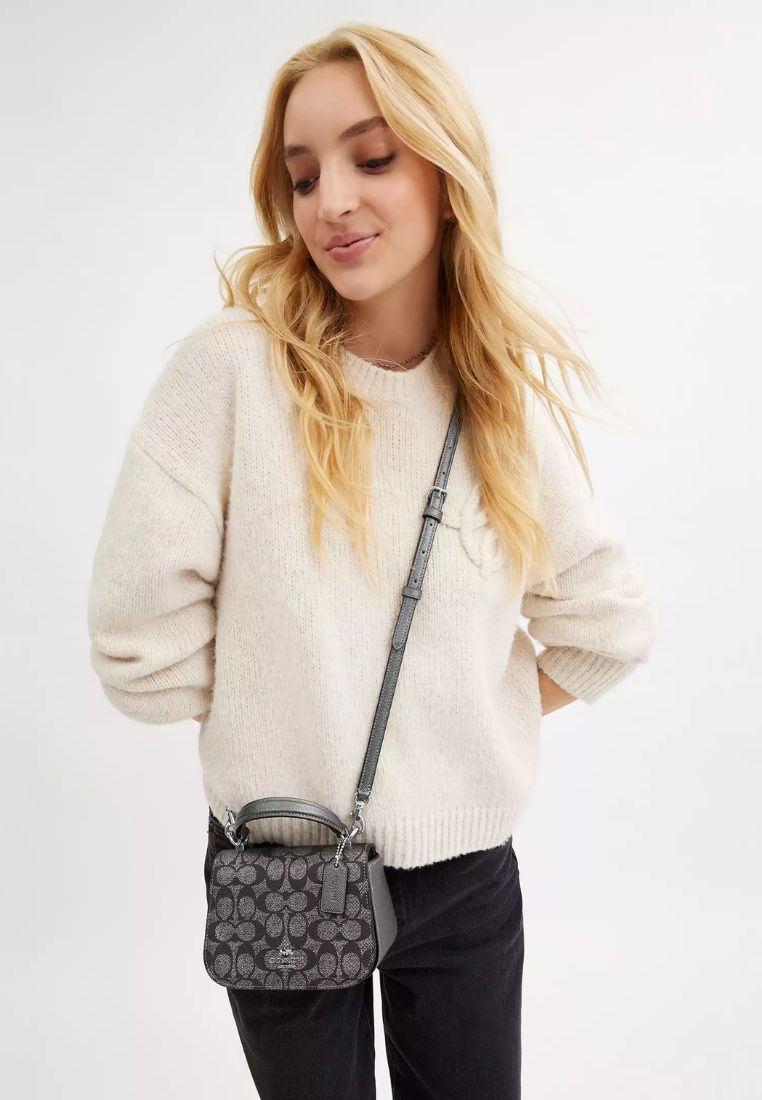 Lysa Top Handle Bag In Signature Canvas Silver Gunmetal Multi