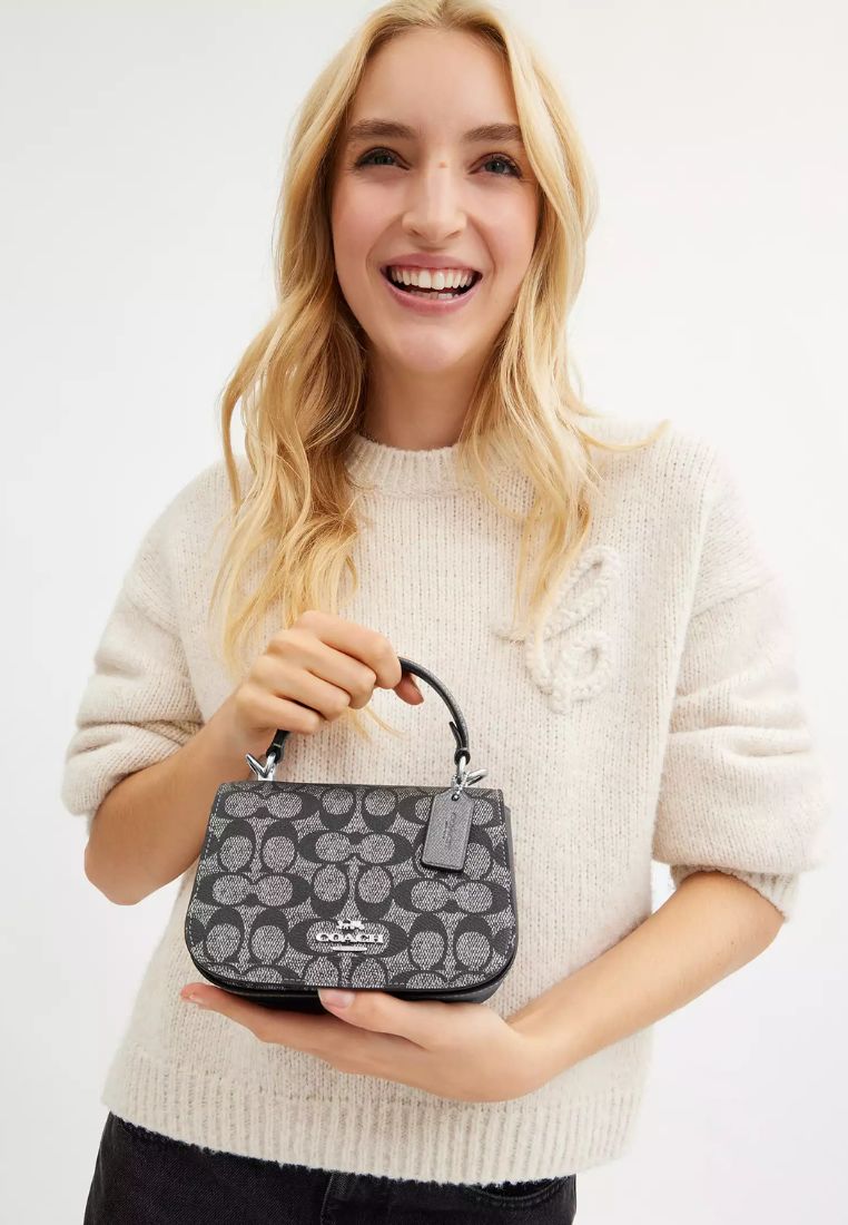 Lysa Top Handle Bag In Signature Canvas Silver Gunmetal Multi