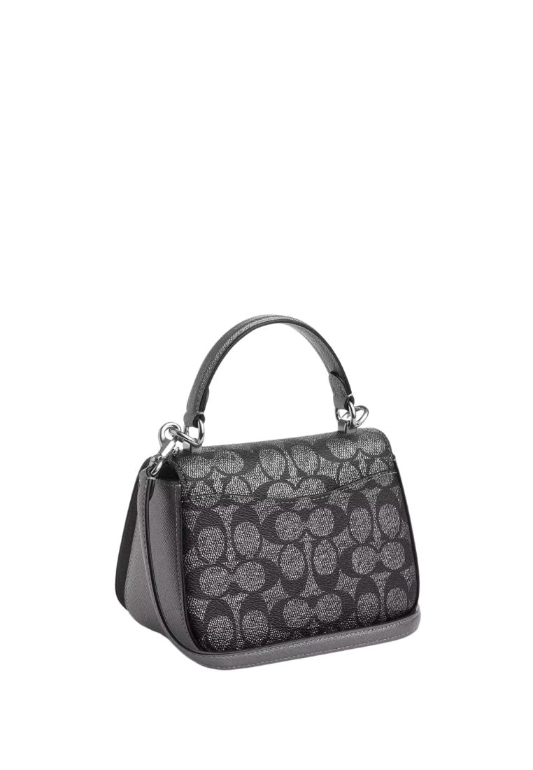 Lysa Top Handle Bag In Signature Canvas Silver Gunmetal Multi