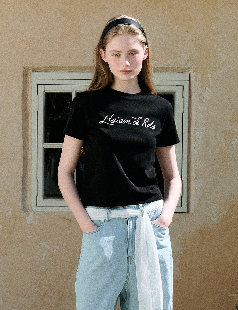 Maison De Rola Lettering T-Shirt Black
