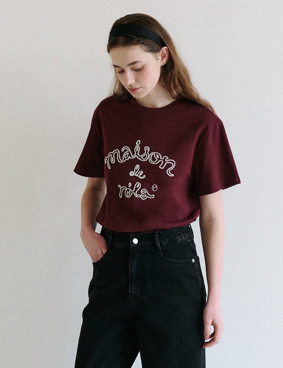 Maison De Rola Outline T-Shirt Burgundy