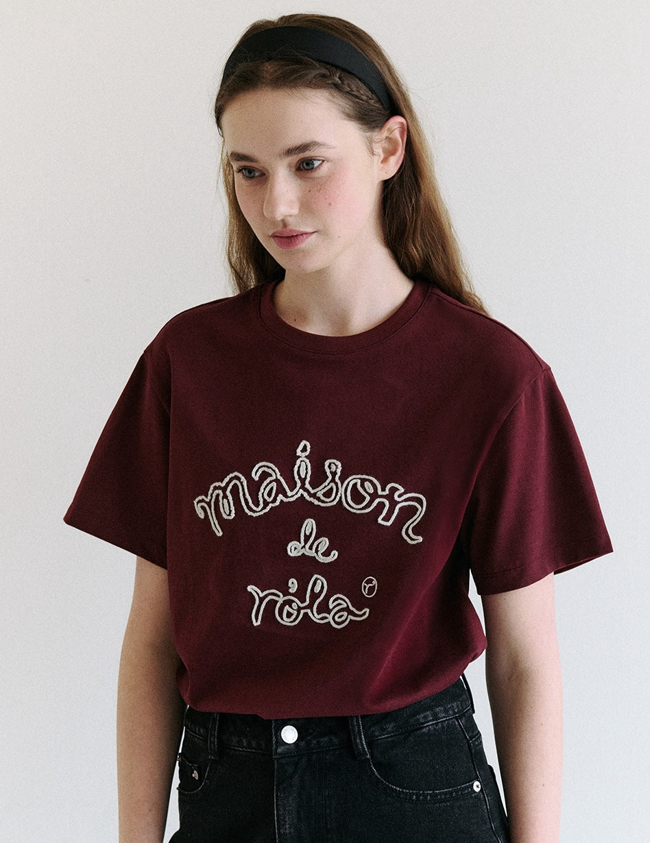 Maison De Rola Outline T-Shirt Burgundy