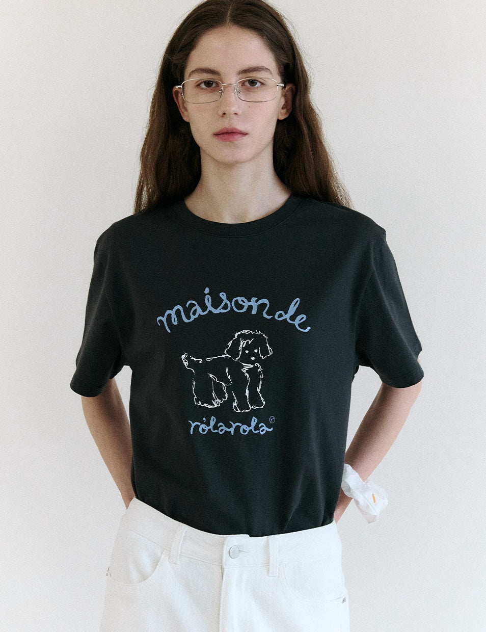 Maison Rola Puppy Friends T-Shirt Charcoal