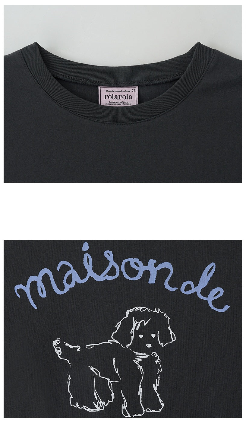 Maison Rola Puppy Friends T-Shirt Charcoal