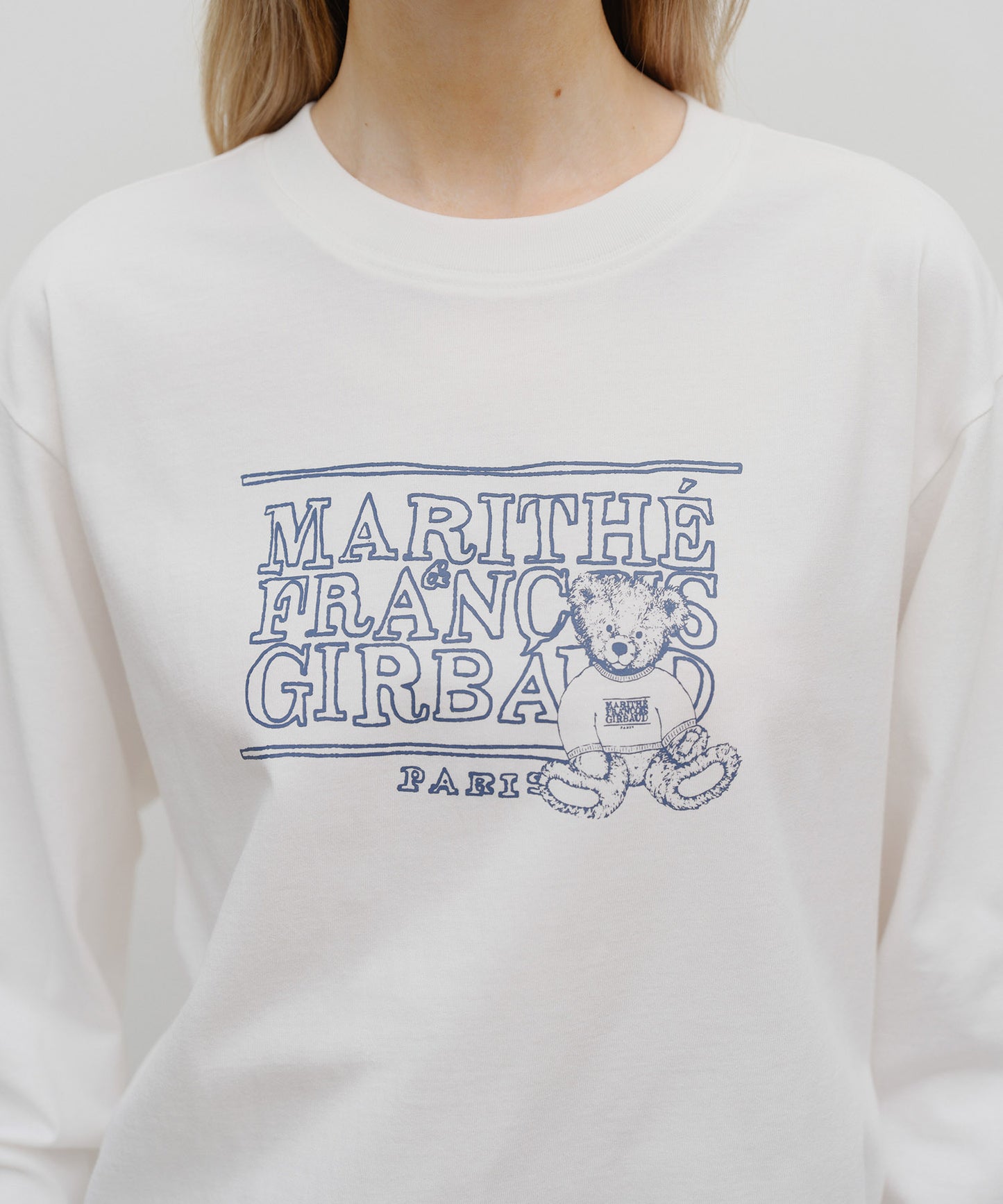 MINI DOODLE BEAR LONG SLEEVE white