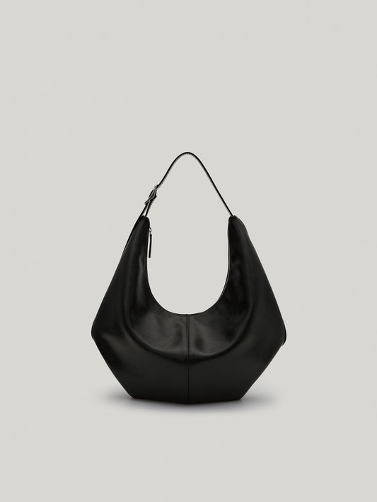 MOSSY HOBO BAG leather black