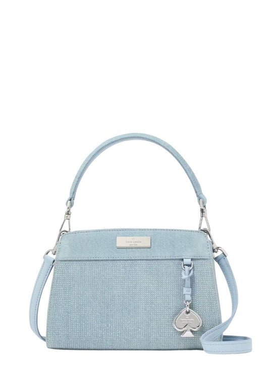 Madison Studded Denim Small Top Handle Satchel Blue Multicolor