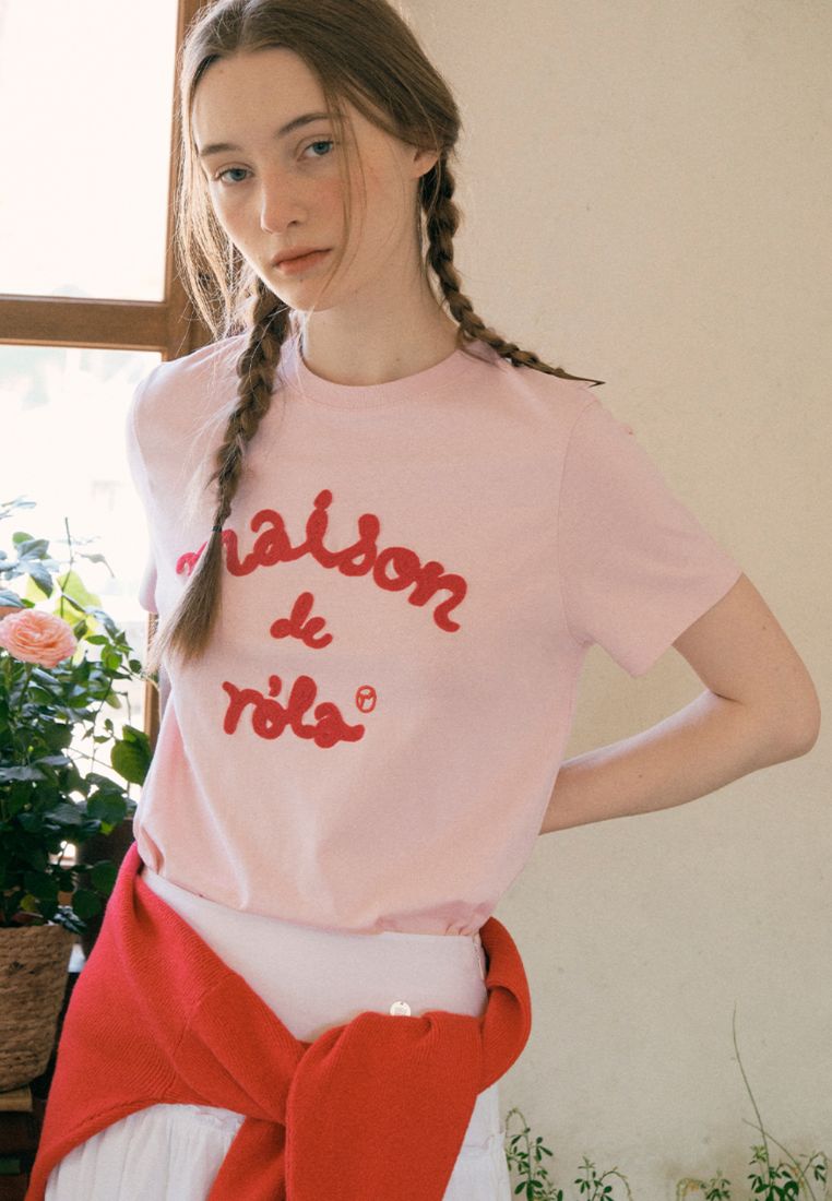 Maison De Rola Embroidery T-Shirt Pink