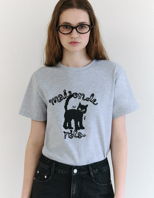 Maison Rola Cat Friends T-Shirt Gray