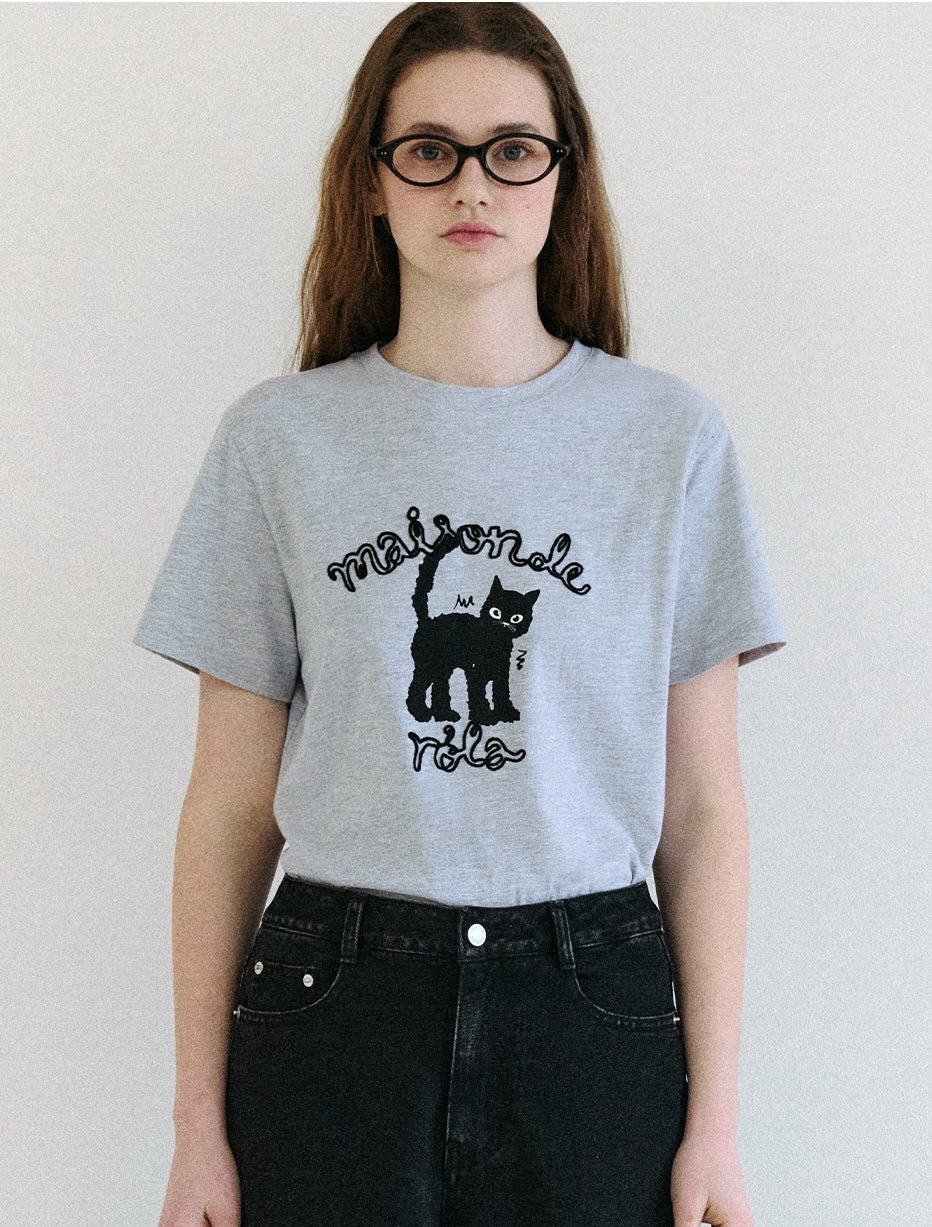 Maison Rola Cat Friends T-Shirt Gray