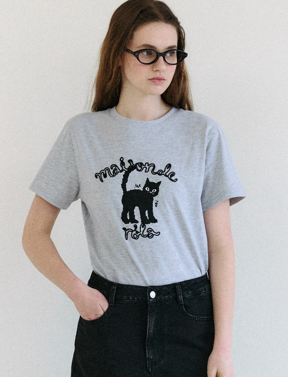 Maison Rola Cat Friends T-Shirt Gray