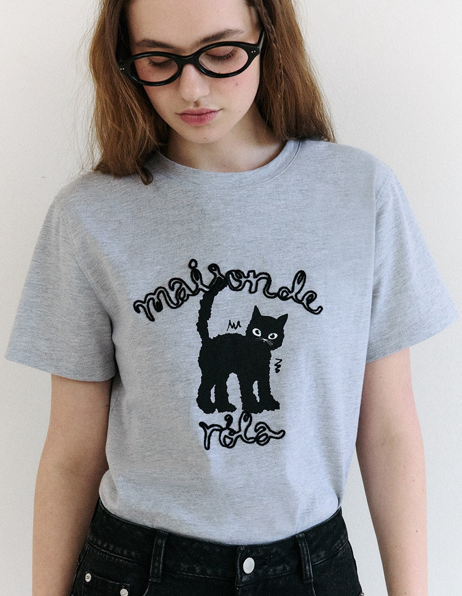 Maison Rola Cat Friends T-Shirt Gray