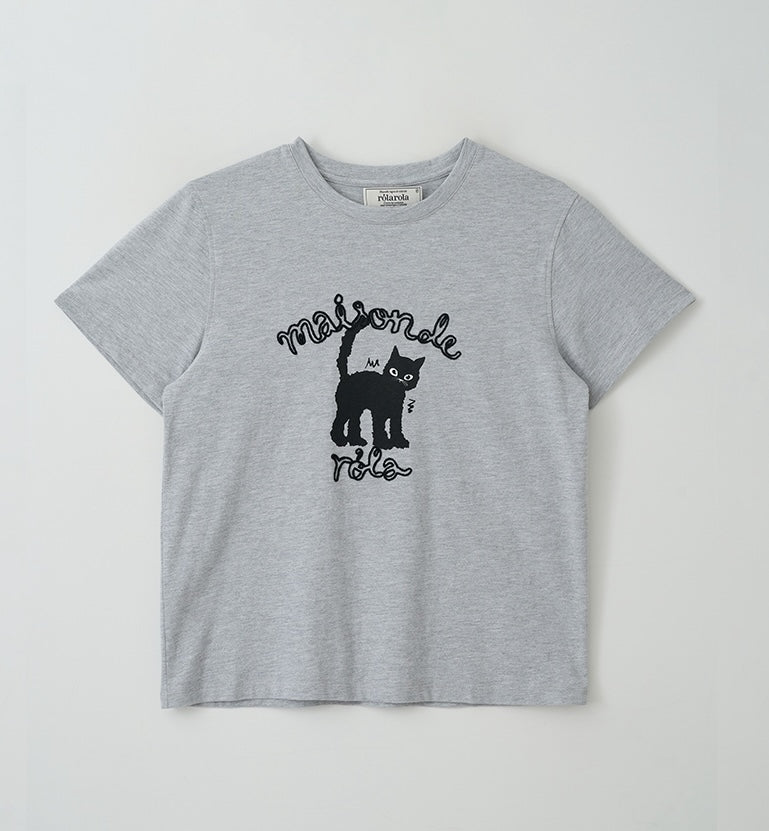 Maison Rola Cat Friends T-Shirt Gray