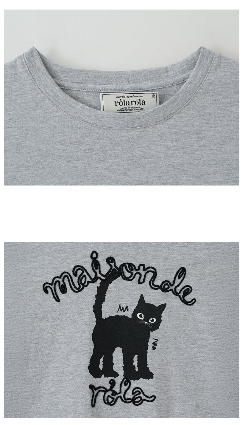 Maison Rola Cat Friends T-Shirt Gray