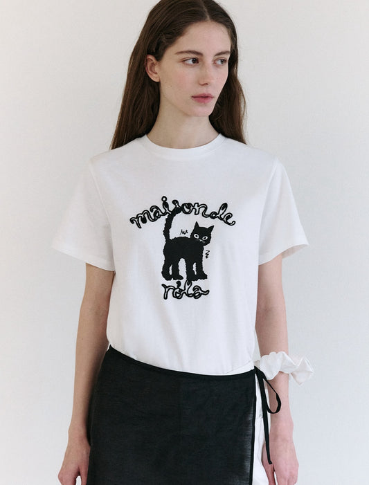 Maison Rola Cat Friends T-Shirt White