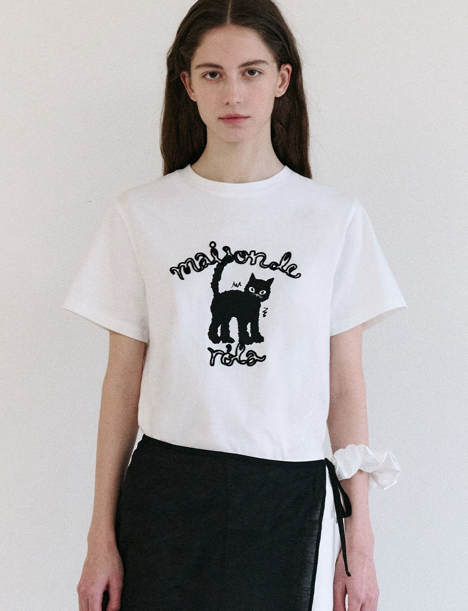 Maison Rola Cat Friends T-Shirt White