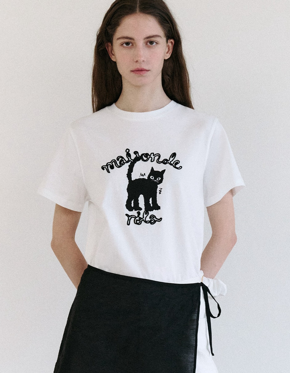 Maison Rola Cat Friends T-Shirt White