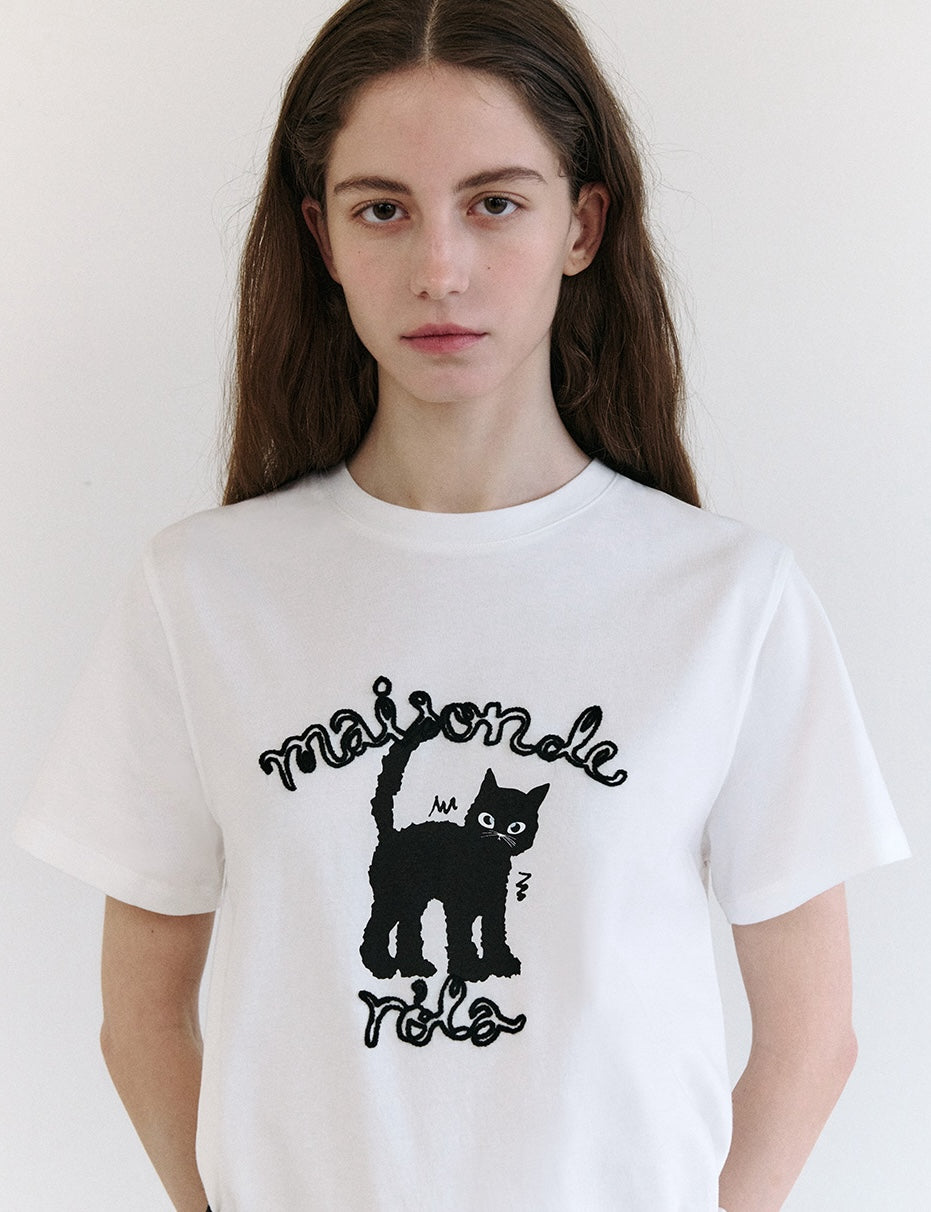 Maison Rola Cat Friends T-Shirt White