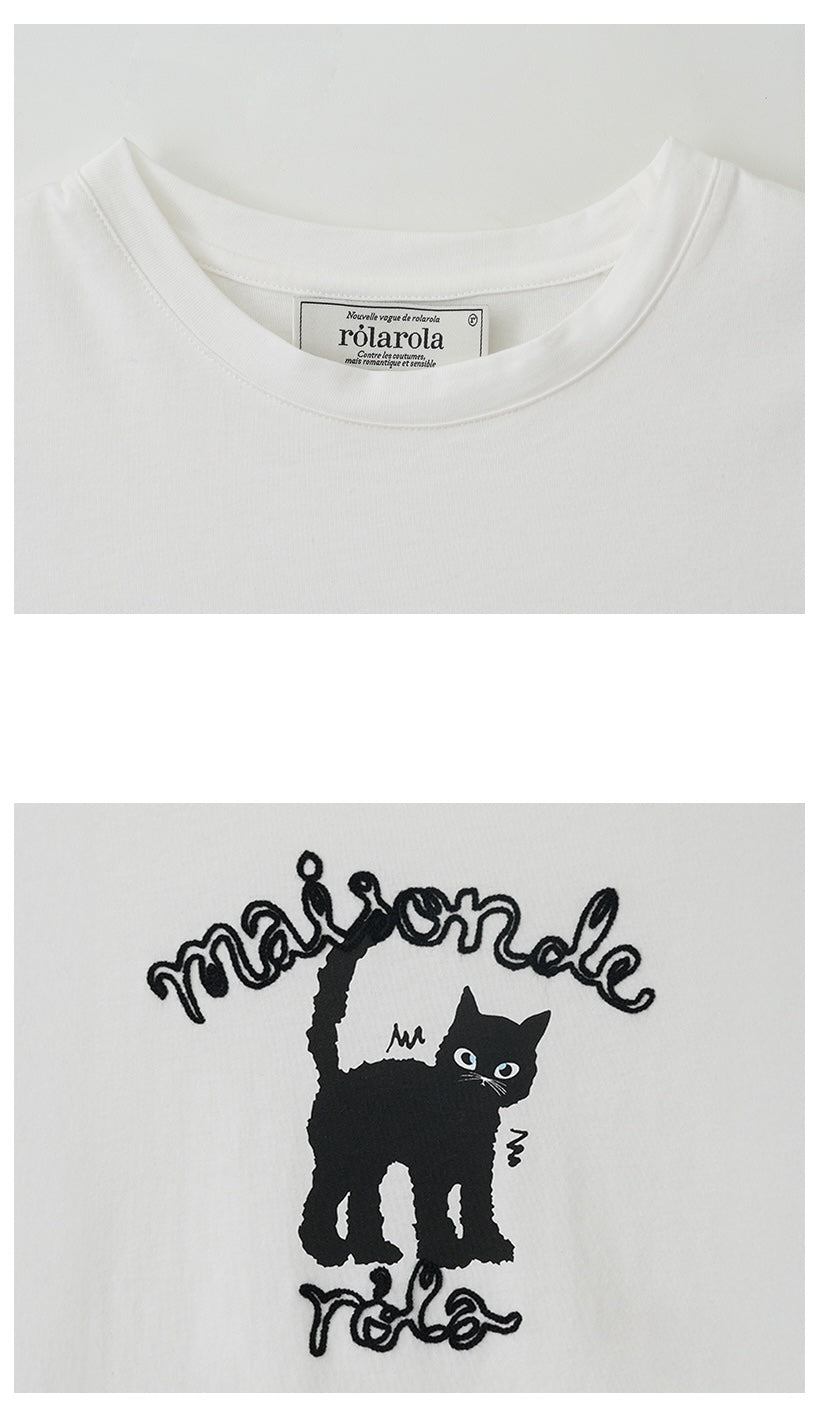 Maison Rola Cat Friends T-Shirt White